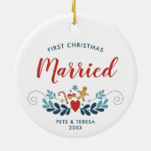 Kunst met de eerste kerstman, gepersonaliseerde ke keramisch ornament (Achterkant)