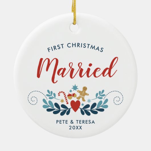 Kunst met de eerste kerstman, gepersonaliseerde ke keramisch ornament (Achterkant)