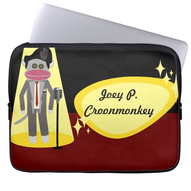 Kunst met de zwarte aap Singer Fun Character Laptop Sleeve (Voorkant)