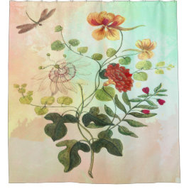 Kunst met  flora-flessenillustraties douchegordijn