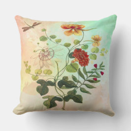 Kunst met flora-flessenillustraties kussen