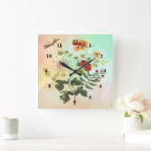 Kunst met  flora-flessenillustraties vierkante klok (Huis)