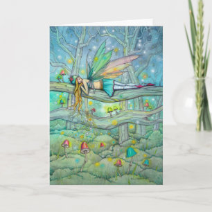 Kunst met gekantelde wolkenparen en paddenstoelen kaart