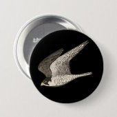 Kunst met gekleurd potlood in vliegende valk ronde button 7,6 cm (Voorkant /achterkant)