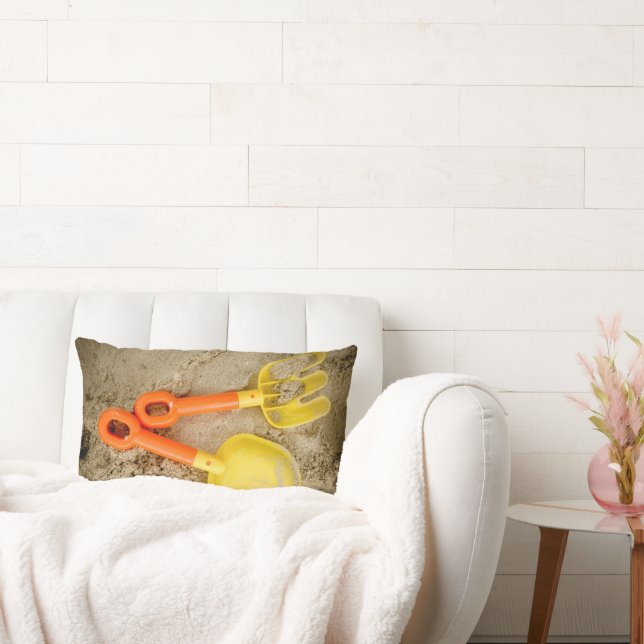 Kunst met gele en Oranje zand- en zandspiering Kussen (Bank)
