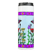 kunst met gepersonaliseerde vlinder en bloemen thermosbeker (Achterkant)