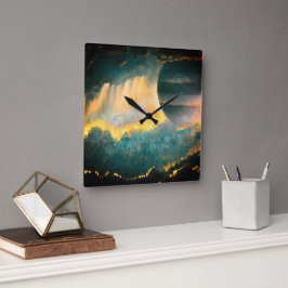 Kunst met geschilderde planetaire hemel van Heva W Vierkante Klok