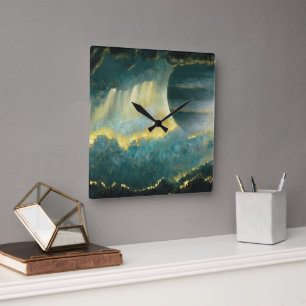 Kunst met geschilderde planetaire hemel van Heva W Vierkante Klok