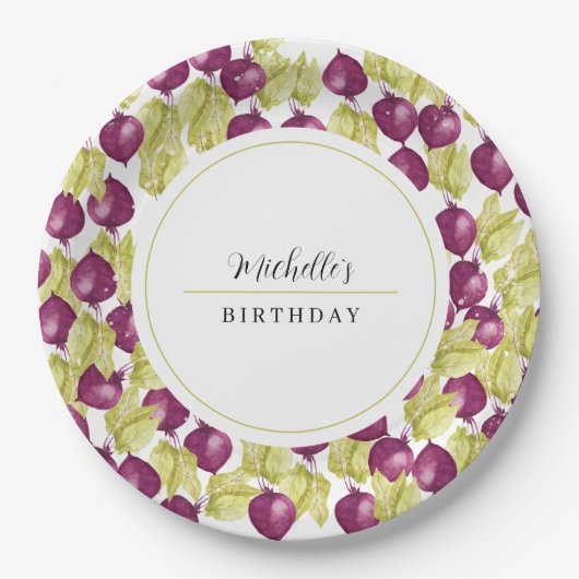 Kunst met handbeschilderde Waterverf van Beet Papieren Bordje (Voorkant)