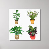 Kunst met handgetekende huisplant canvas afdruk (Voorkant)
