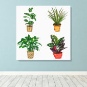 Kunst met handgetekende huisplant canvas afdruk (Insitu (Houten vloer))