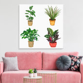 Kunst met handgetekende huisplant canvas afdruk (Insitu (Woonkamer))