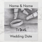 Kunst met het thema "tot de dood" wijn etiket (Enkel label)