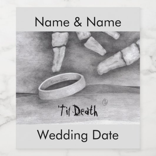 Kunst met het thema "tot de dood" wijn etiket (Enkel label)