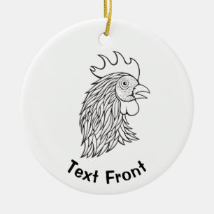 Kunst met hoofdlijn van Rooster Keramisch Ornament