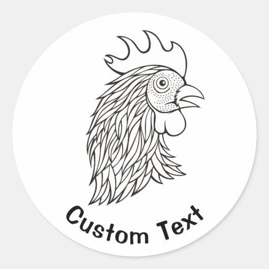 Kunst met hoofdlijn van Rooster Ronde Sticker (Voorkant)