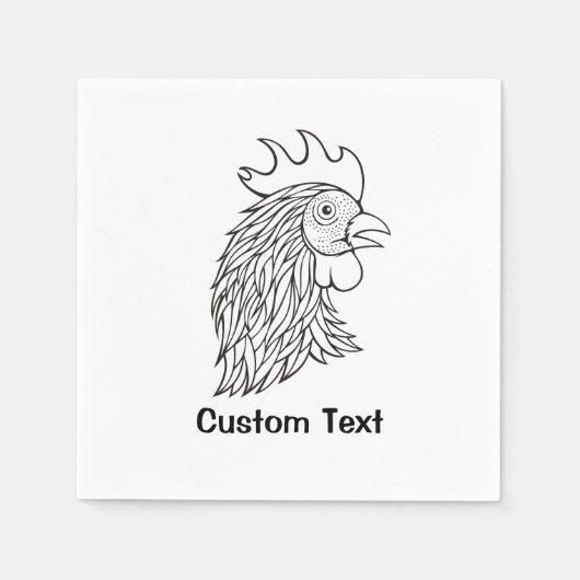 Kunst met hoofdlijn van Rooster Servet (Voorkant)