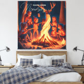 Kunst met kampeer thema | S'mores maken Canvas Afdruk (Insitu (Slaapkamer))