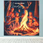 Kunst met kampeer thema | S'mores maken Canvas Afdruk (Insitu (Houten vloer))