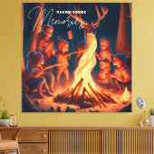 Kunst met kampeer thema | S'mores maken Canvas Afdruk (Insitu (Woonkamer))