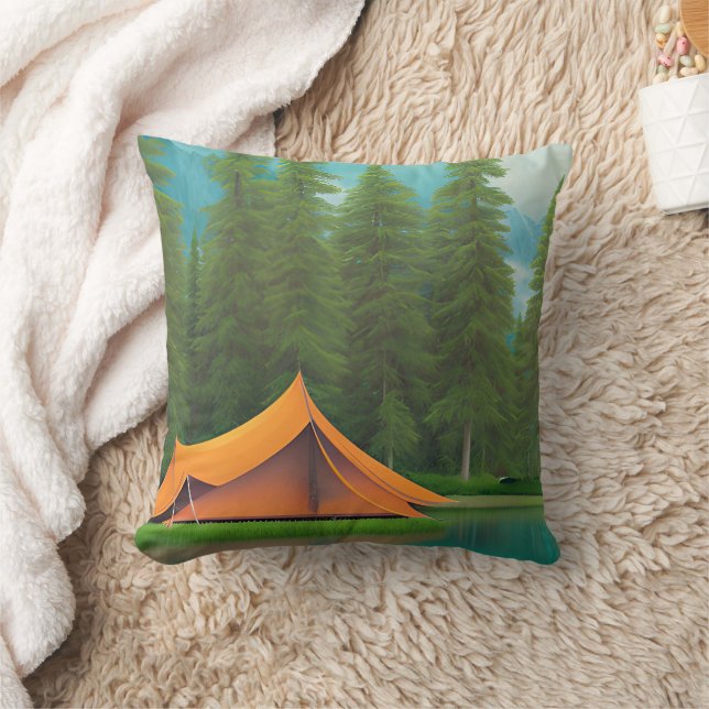 Kunst met kampeer thema | Tent in het bos aan het  Kussen (Deken)