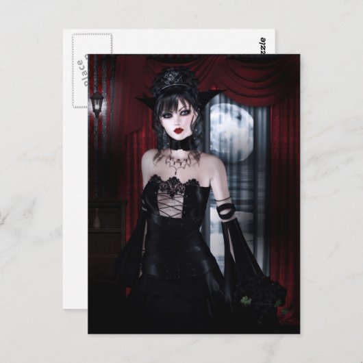 Kunst met koningin voor eeuwigdurige Vampire Gothi Briefkaart (Voorkant / Achterkant)