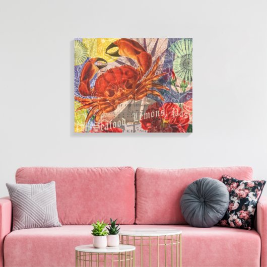 Kunst met krabben canvas afdruk (Insitu (Woonkamer))