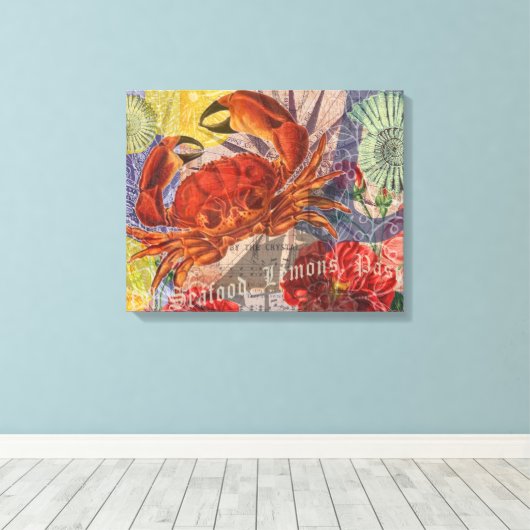 Kunst met krabben canvas afdruk (Insitu (Houten vloer))