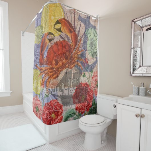 Kunst met krabben douchegordijn (In situ)