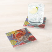 Kunst met krabben glazen onderzetter (Schuin)