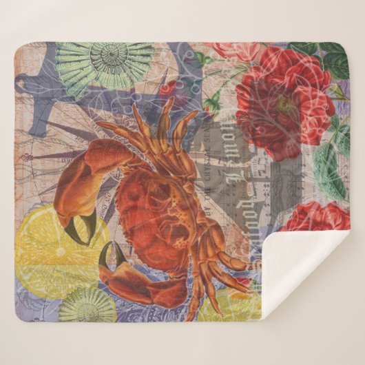 Kunst met krabben sherpa deken (Voorkant (horizontaal))