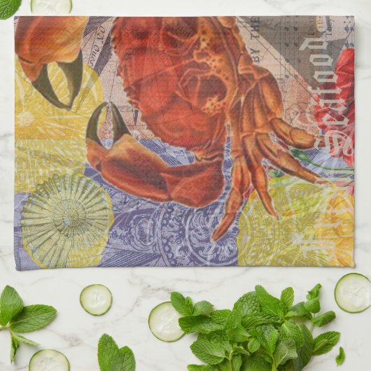 Kunst met krabben theedoek (Gevouwen)