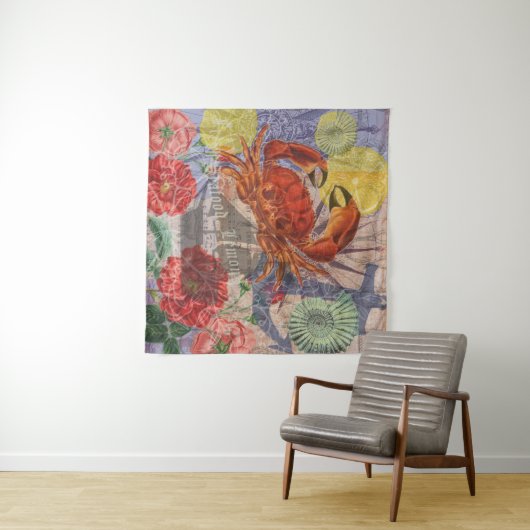 Kunst met krabben wandkleed (In Situ (horizontaal))