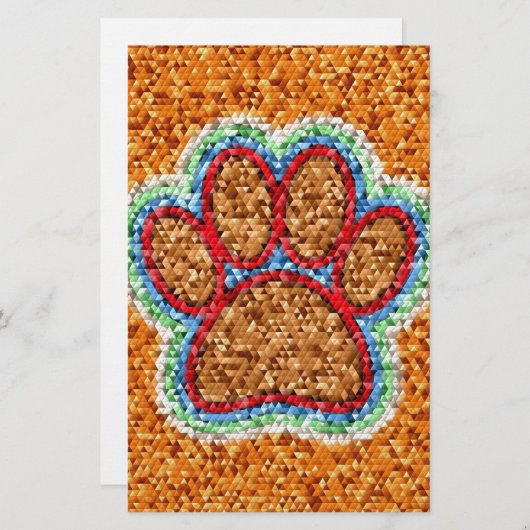 Kunst met lage poly Dog Paw Briefpapier (Voorkant / Achterkant)