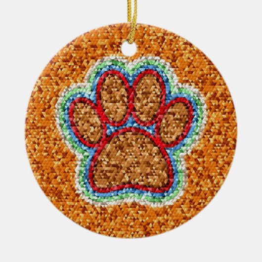 Kunst met lage poly Dog Paw Keramisch Ornament (Voorkant)