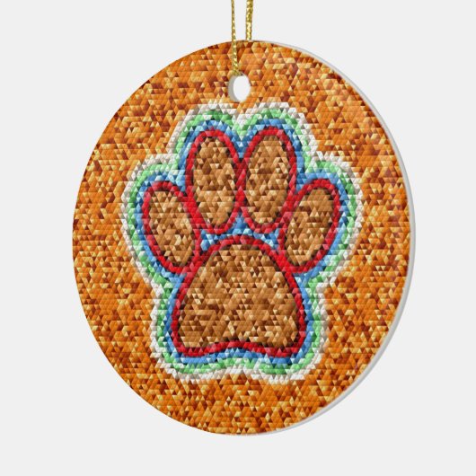 Kunst met lage poly Dog Paw Keramisch Ornament (Links)