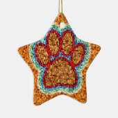 Kunst met lage poly Dog Paw Keramisch Ornament (Rechts)
