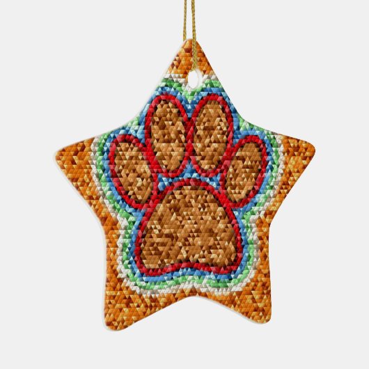 Kunst met lage poly Dog Paw Keramisch Ornament (Rechts)