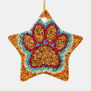 Kunst met lage poly Dog Paw Keramisch Ornament