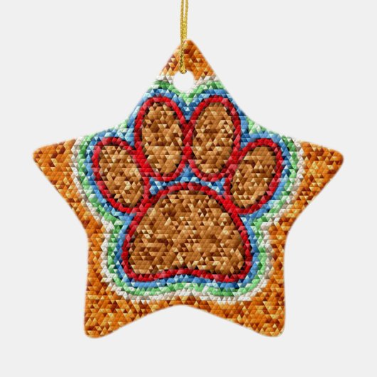 Kunst met lage poly Dog Paw Keramisch Ornament (Voorkant)