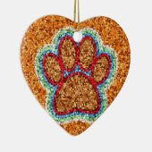 Kunst met lage poly Dog Paw Keramisch Ornament (Rechts)