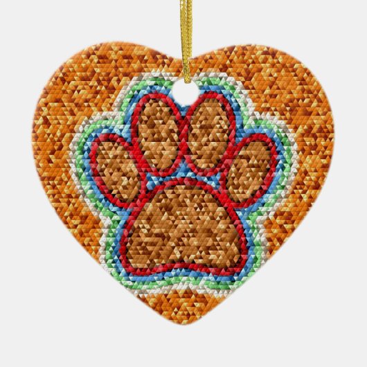 Kunst met lage poly Dog Paw Keramisch Ornament (Voorkant)