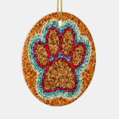 Kunst met lage poly Dog Paw Keramisch Ornament (Rechts)