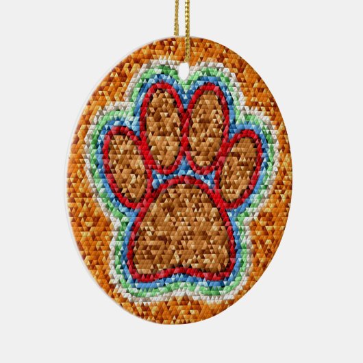 Kunst met lage poly Dog Paw Keramisch Ornament (Rechts)