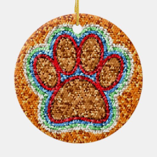 Kunst met lage poly Dog Paw Keramisch Ornament (Achterkant)