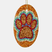 Kunst met lage poly Dog Paw Keramisch Ornament (Rechts)