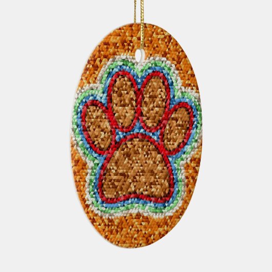 Kunst met lage poly Dog Paw Keramisch Ornament (Rechts)