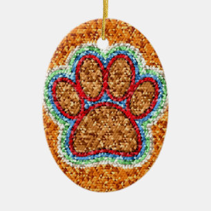 Kunst met lage poly Dog Paw Keramisch Ornament