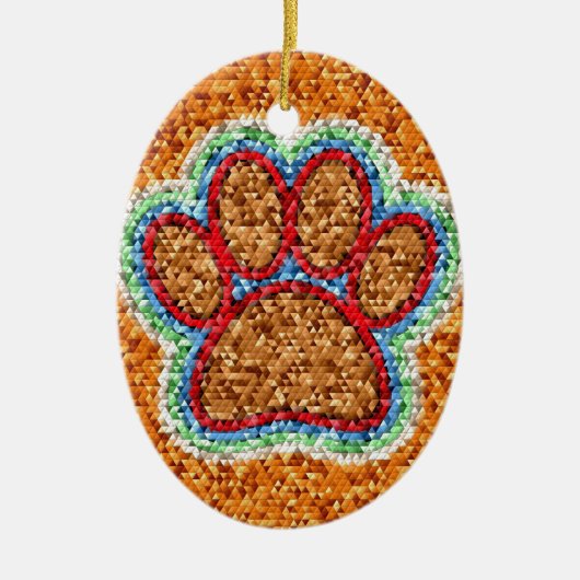 Kunst met lage poly Dog Paw Keramisch Ornament (Voorkant)