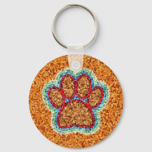 Kunst met lage poly Dog Paw Sleutelhanger